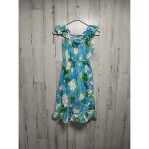 Hawaiian Creations Girls Size 14 Dress Blue Floral